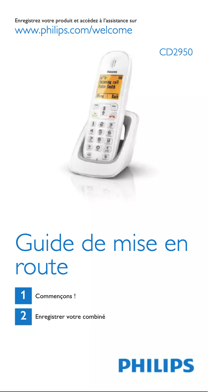 Page 1 de la notice Guide de démarrage rapide Philips BeNear CD2950W
