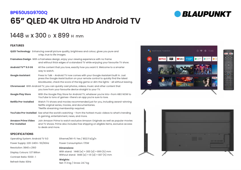 Image de la première page du manuel de l'appareil BP650USG9700Q