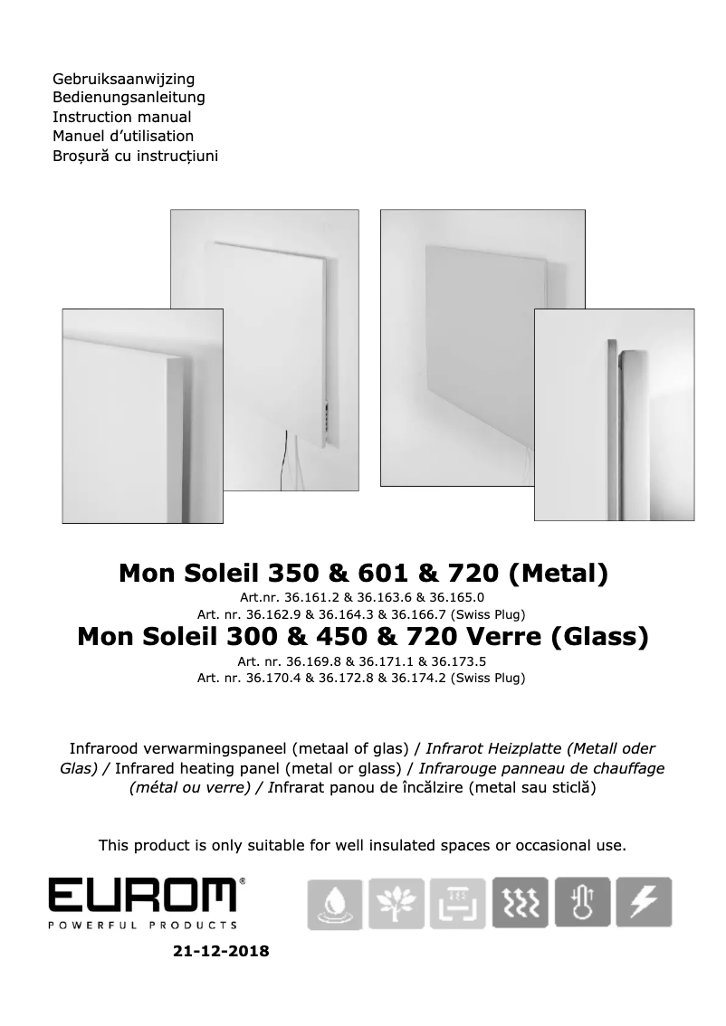 Page n°1 - Manuel utilisateur Eurom Mon Soleil 601