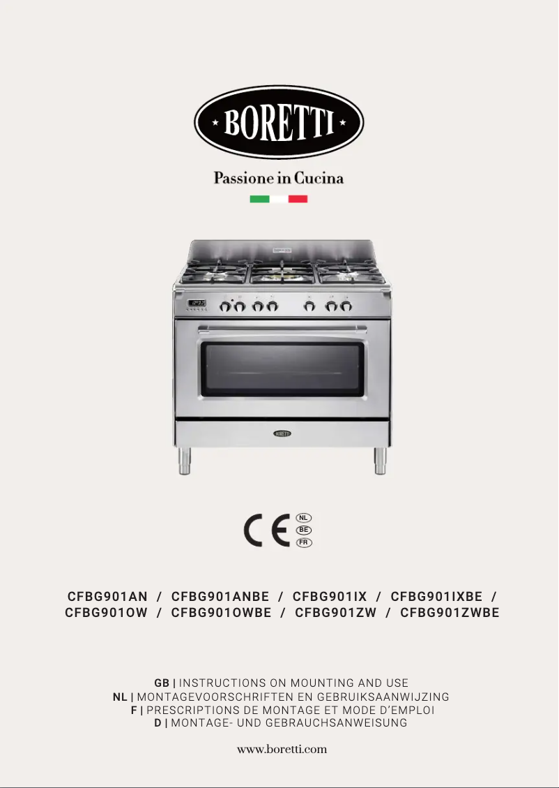 Page n°1 - Manuel utilisateur Boretti CFBG901ANBE