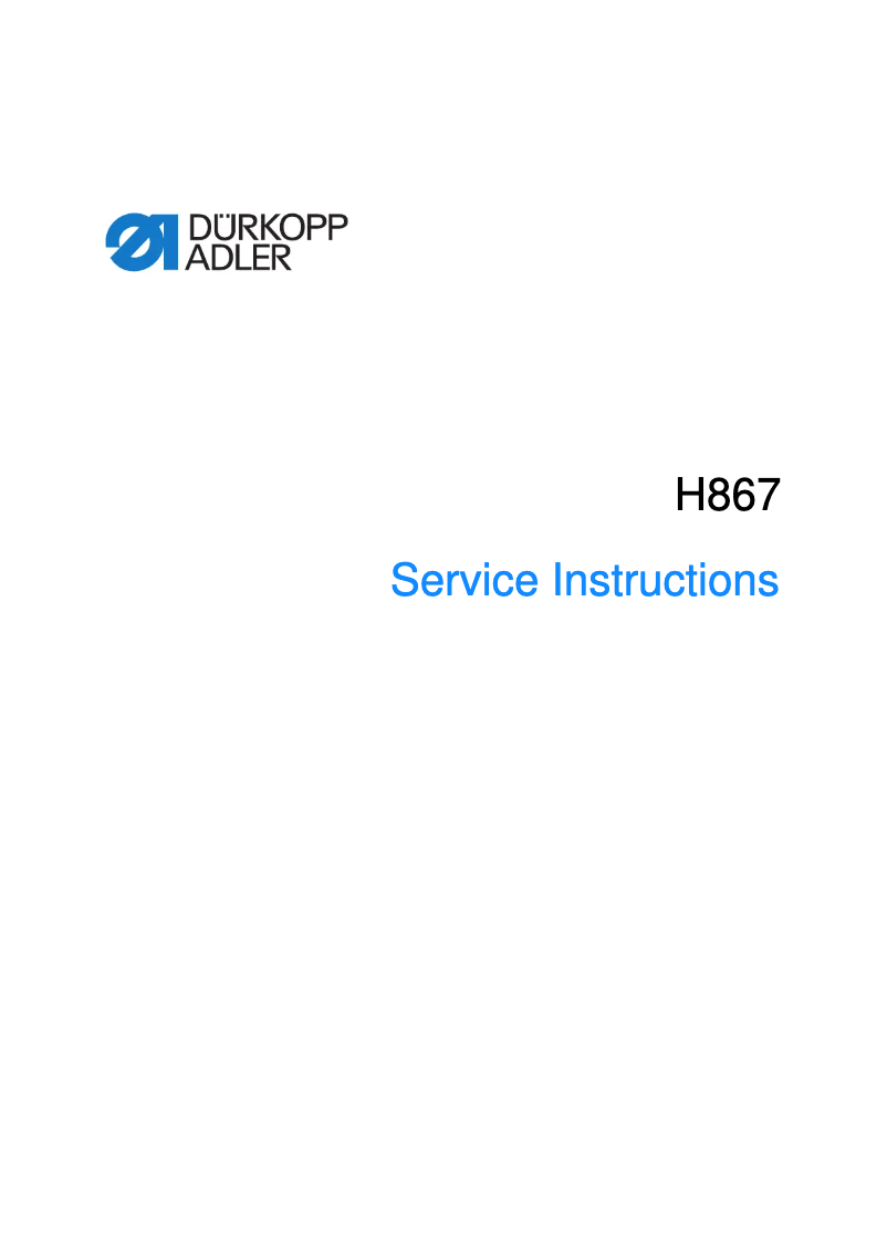 Page n°1 - Manuel utilisateur Dürkopp Adler H867