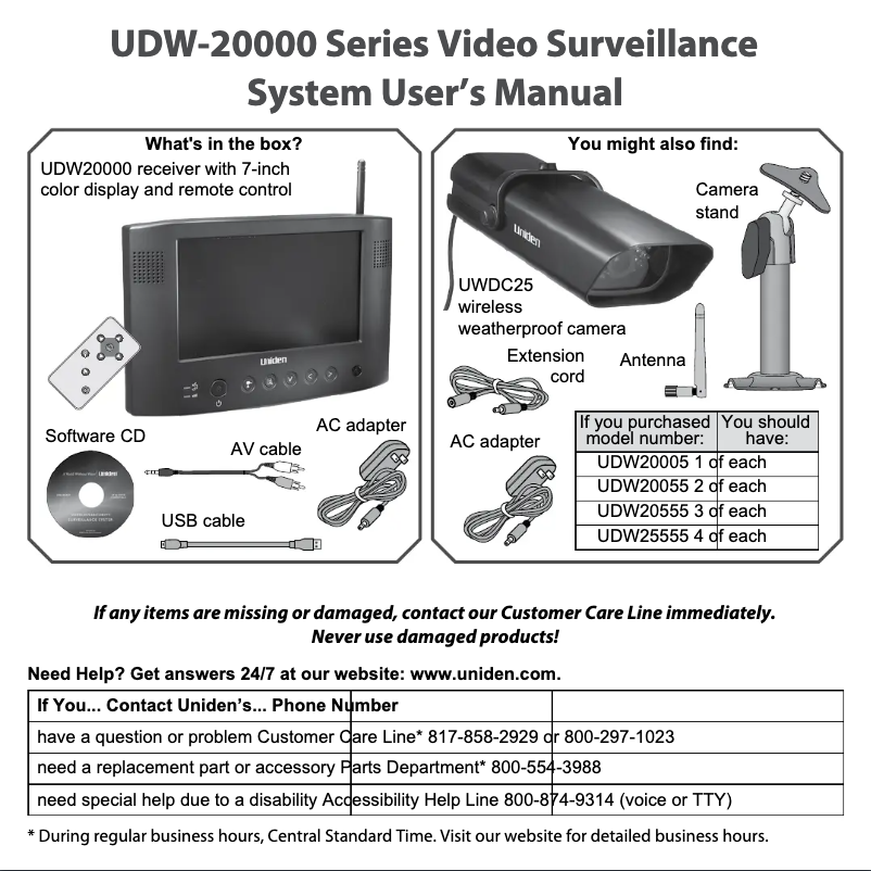 Image de la première page du manuel de l'appareil UDW20055