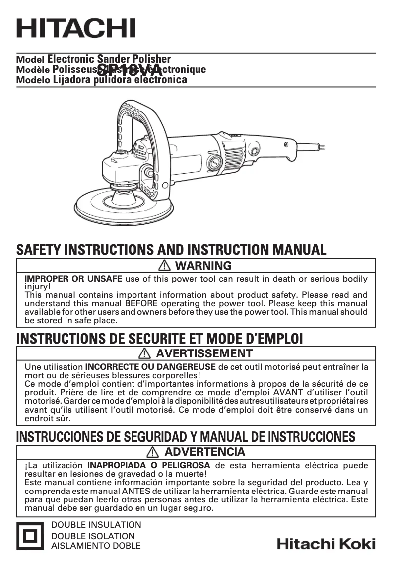Page n°1 - Manuel utilisateur HiKOKI SP 18VA