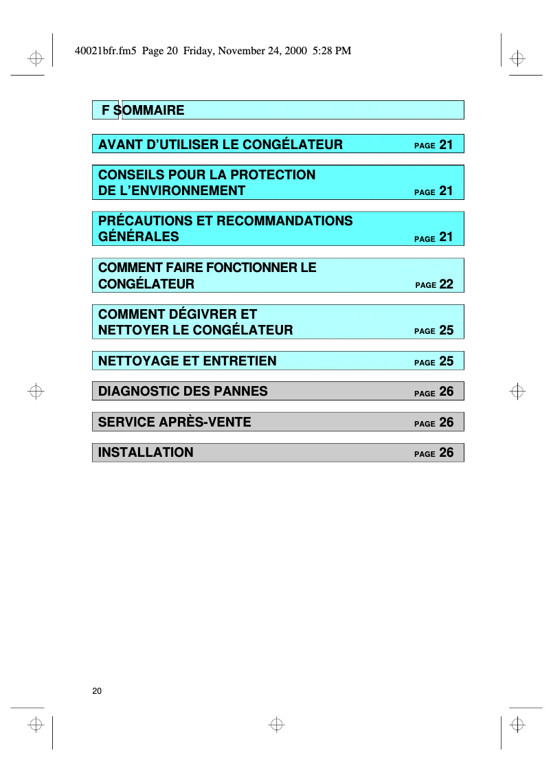 Page n°1 - Manuel utilisateur Whirlpool AFG 305/H