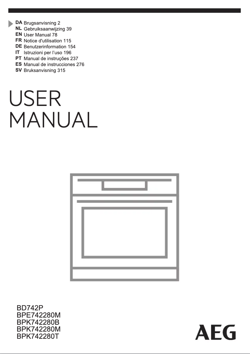 Page 1 de la notice Manuel utilisateur AEG BD742P