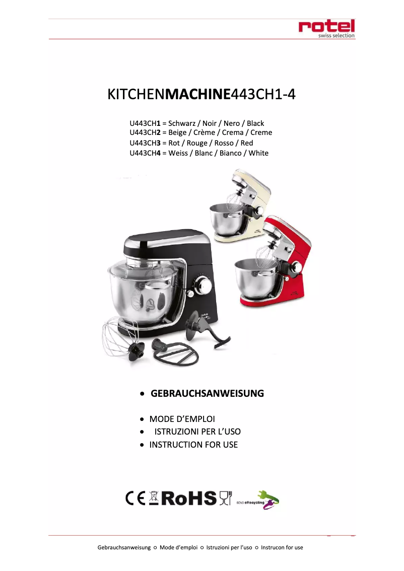 Page n°1 - Manuel utilisateur Rotel Power Mix 443