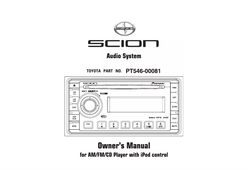 First page image of the manual for Audio System PT546-00081