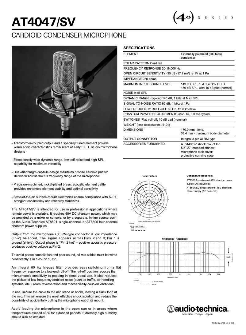 Page n°1 - Manuel utilisateur Audio-Technica AT4047/SV