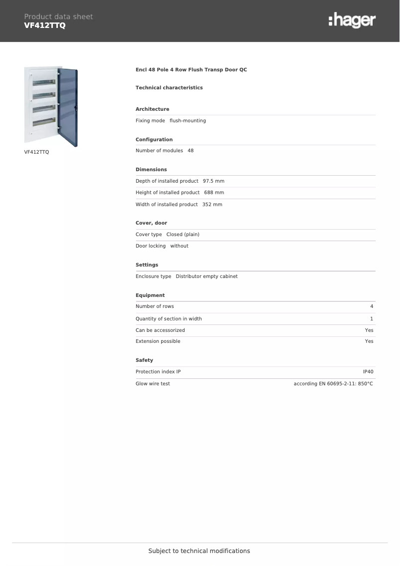 Image de la première page du manuel de l'appareil VF412TTQ