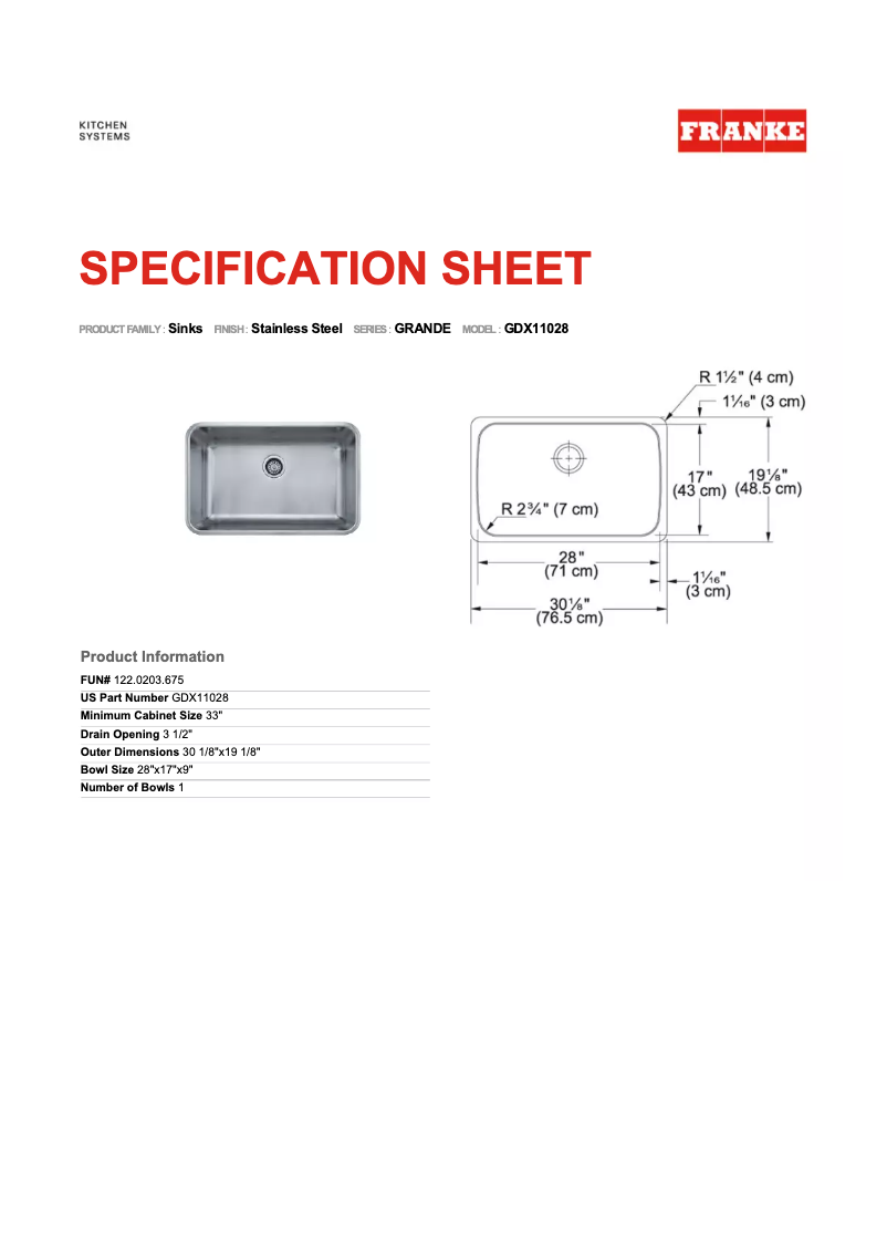 Page 1 de la notice Manuel utilisateur Franke Grande GDX11028