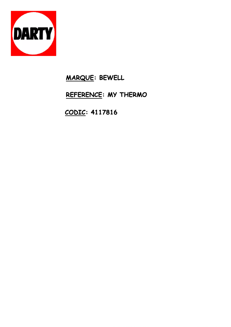 Page n°1 - Manuel utilisateur Bewell My Thermo