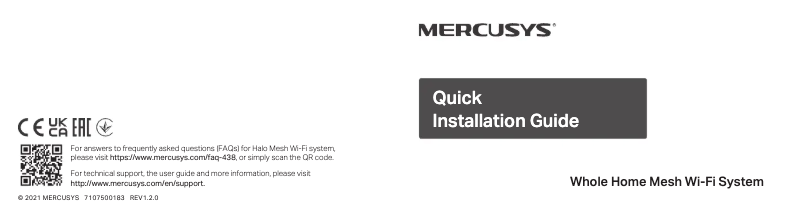 Page n°1 - Guide de démarrage rapide Mercusys Halo H60X