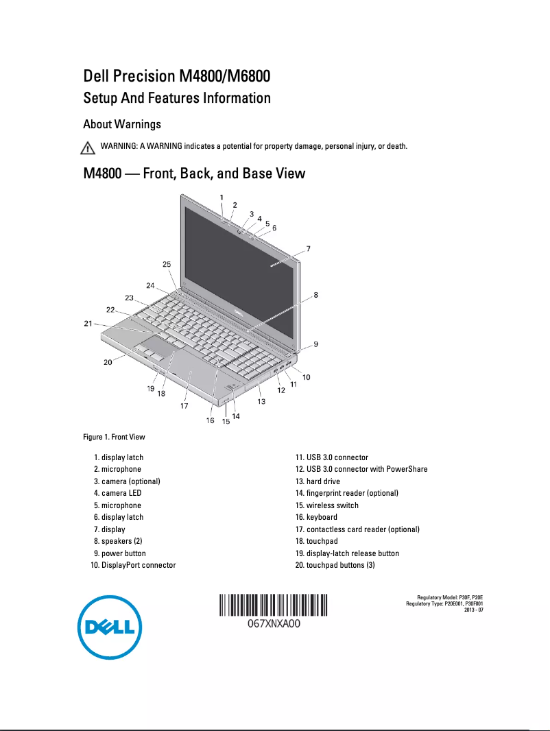 Page n°1 - Guide d'installation Dell Precision M6800