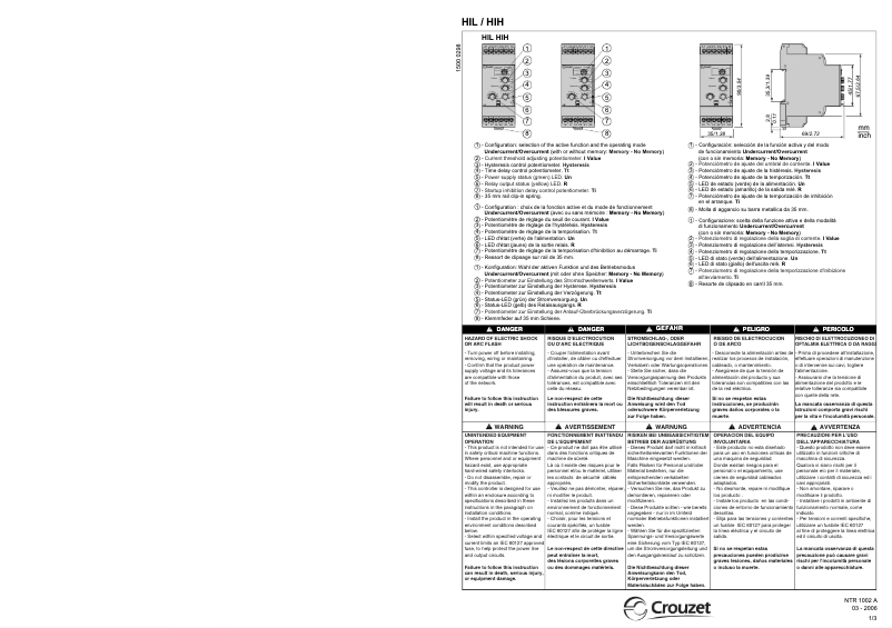 Page 1 de la notice Manuel utilisateur Crouzet HIH