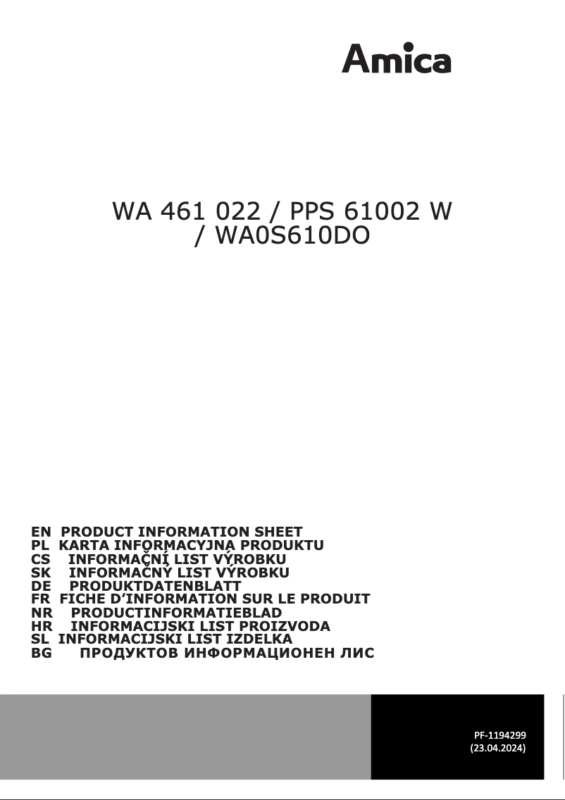 Image de la première page du manuel de l'appareil WA0S610DO