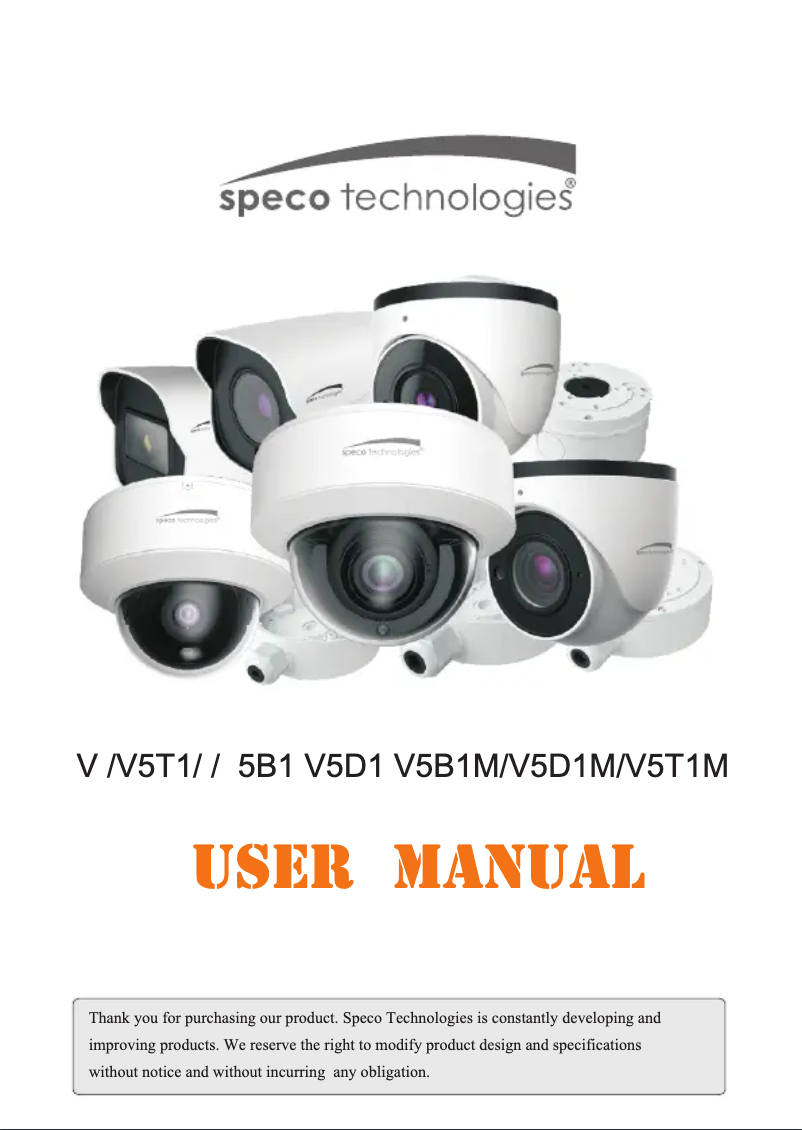 Page 1 de la notice Manuel utilisateur Speco Technologies V5D1