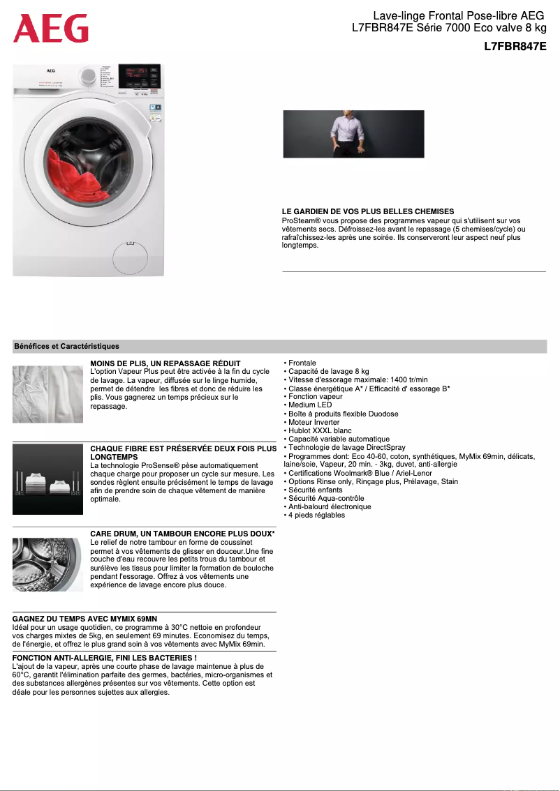 Image de la première page du manuel de l'appareil L7FBR847E