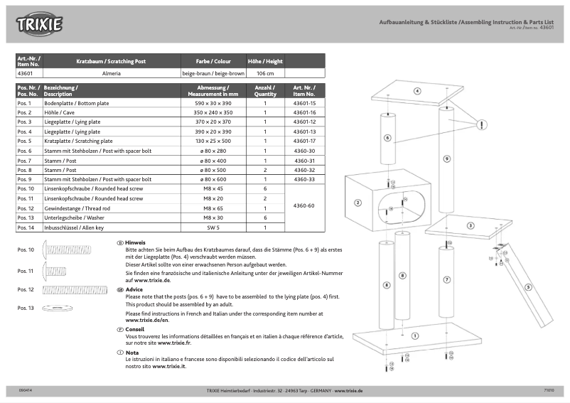 Image de la première page du manuel de l'appareil Almeria