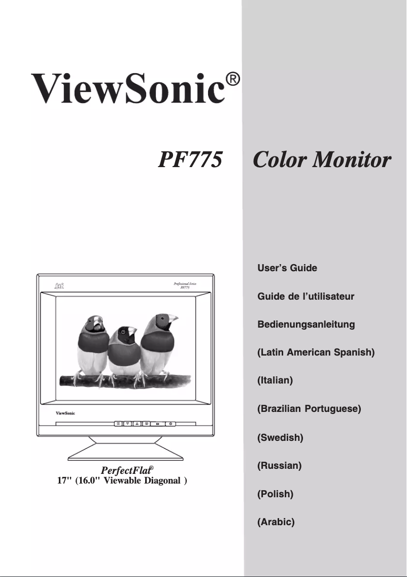 Page 1 de la notice Manuel utilisateur Viewsonic PF775