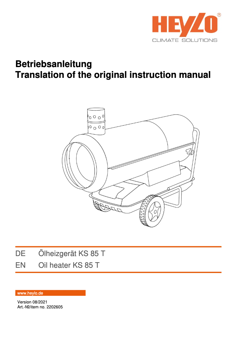 Page 1 de la notice Manuel utilisateur Heylo KS 85 T