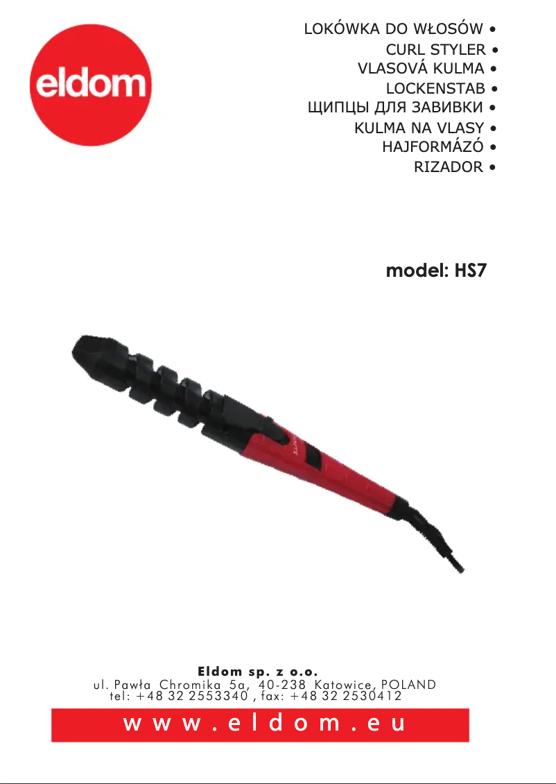 Page 1 de la notice Manuel utilisateur Eldom Currly HS7