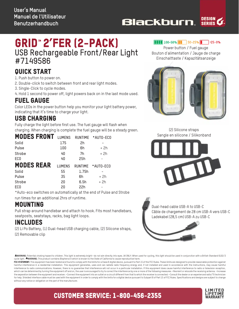 Page 1 de la notice Manuel utilisateur Blackburn Grid 2'Fer