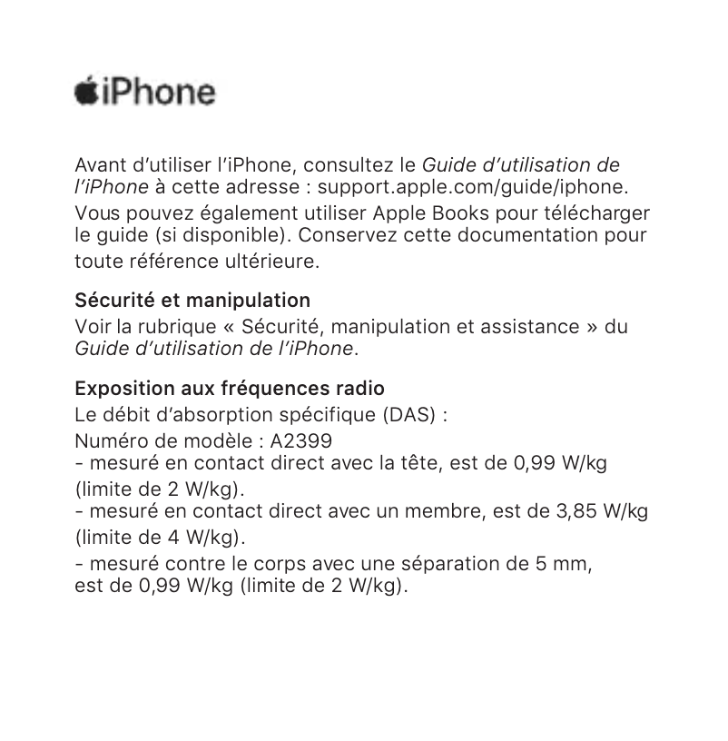 Page 1 de la notice Manuel utilisateur Apple iPhone 8 Plus