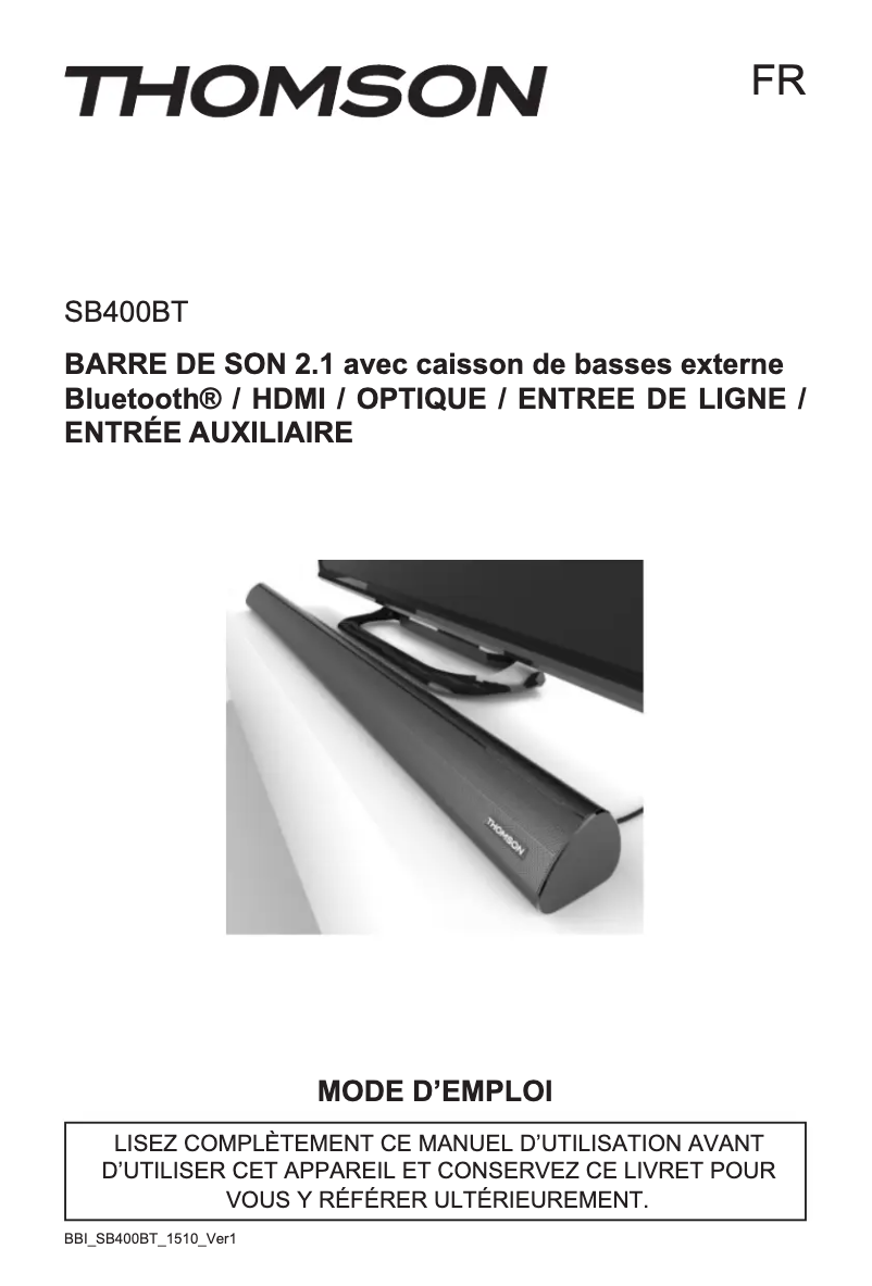 Image de la première page du manuel de l'appareil SB400BT