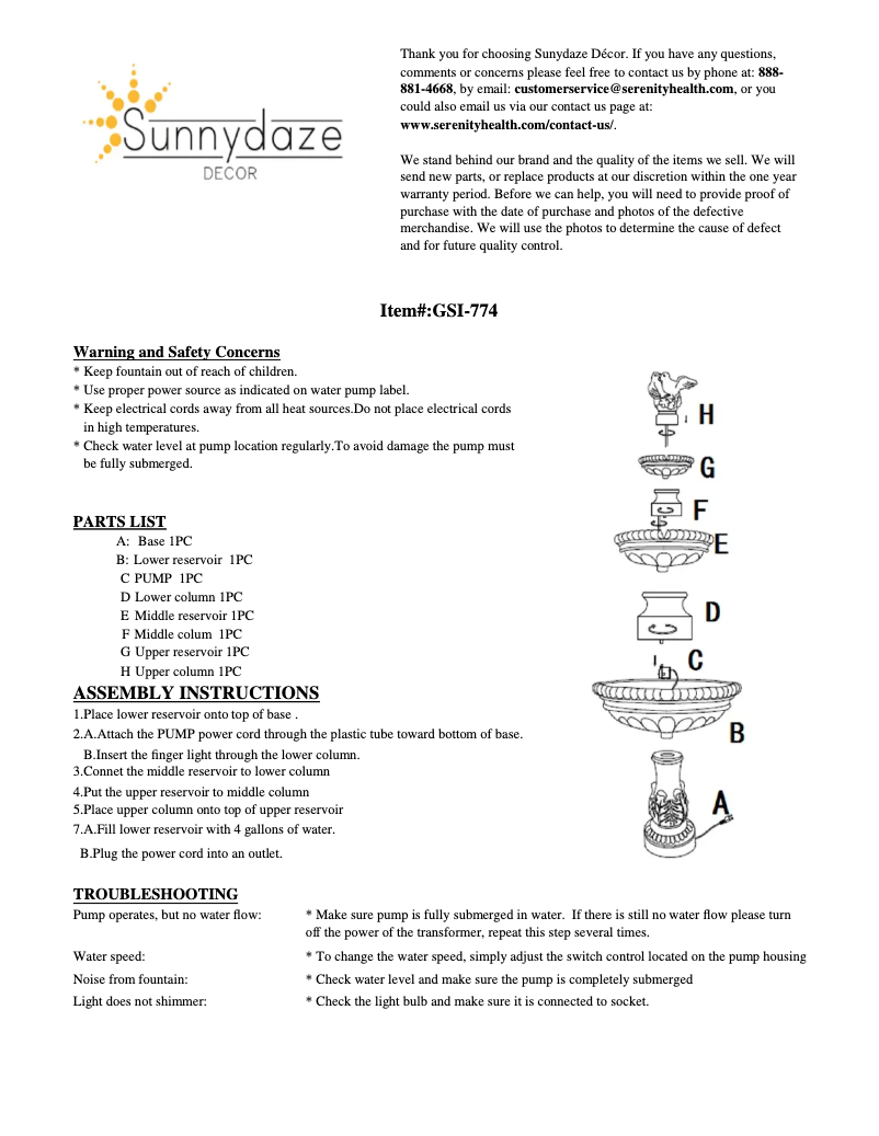 First page image of the manual for GSI-774