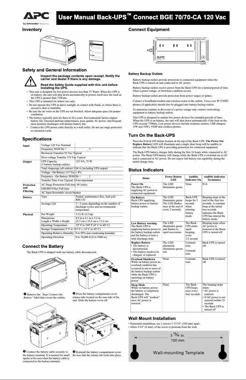 Image de la première page du manuel de l'appareil Connect BGE70