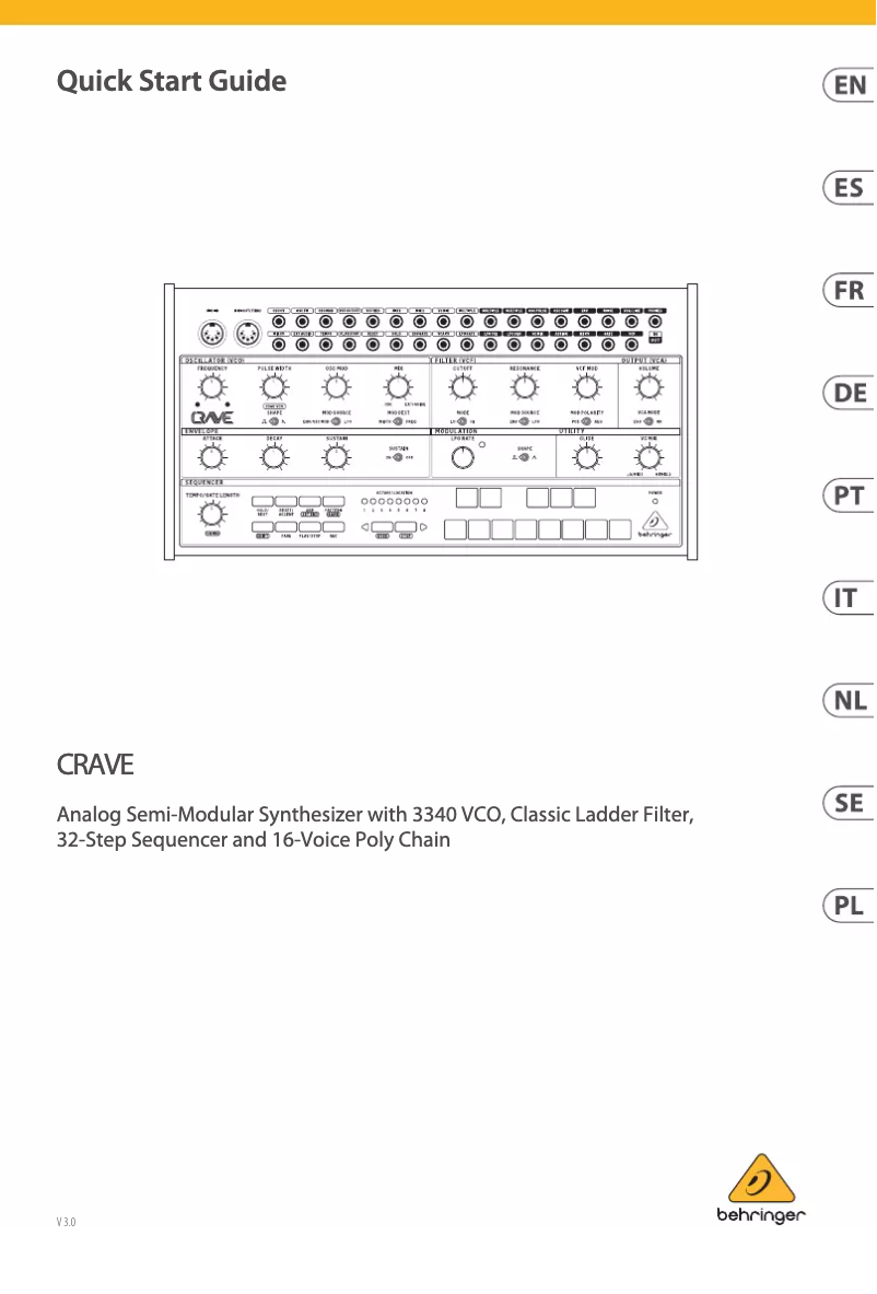 Page 1 de la notice Manuel utilisateur Behringer CRAVE