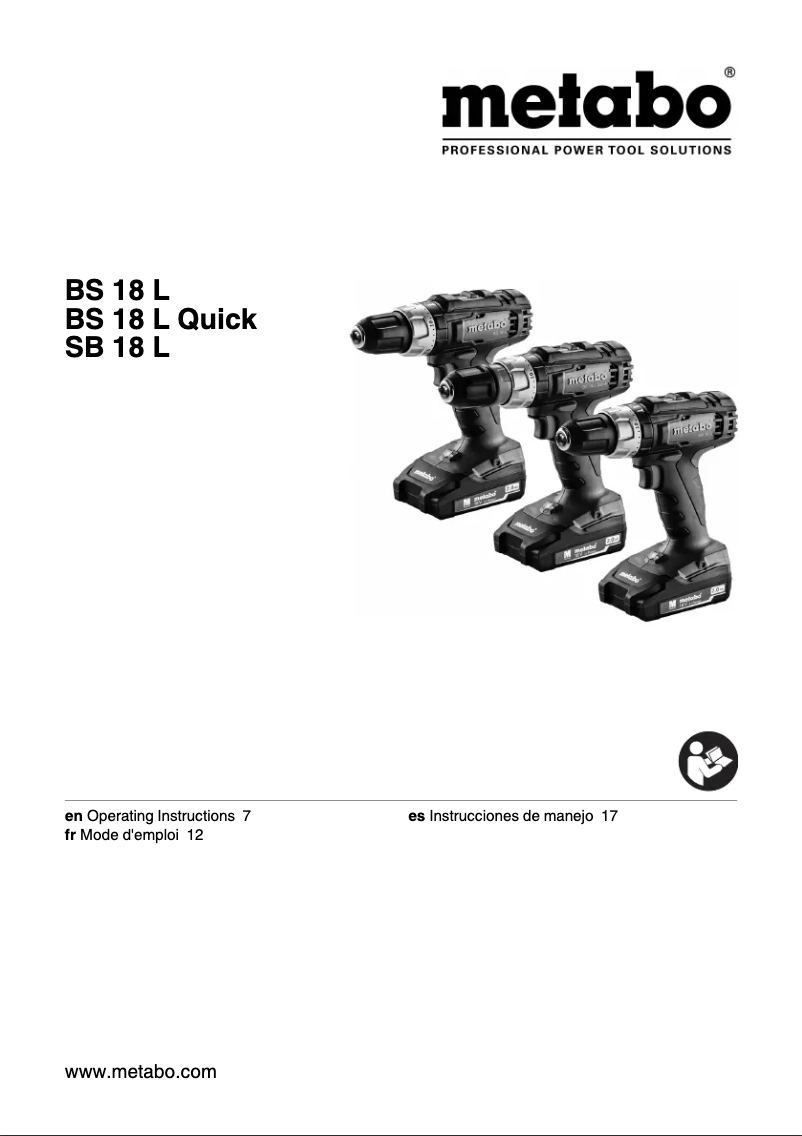 Page 1 de la notice Manuel utilisateur Metabo BS 18 L Quick
