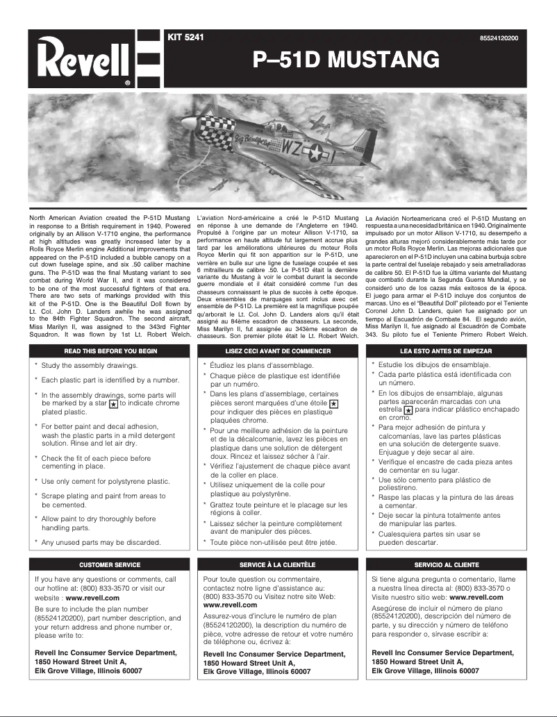 Image de la première page du manuel de l'appareil P-51D Mustang