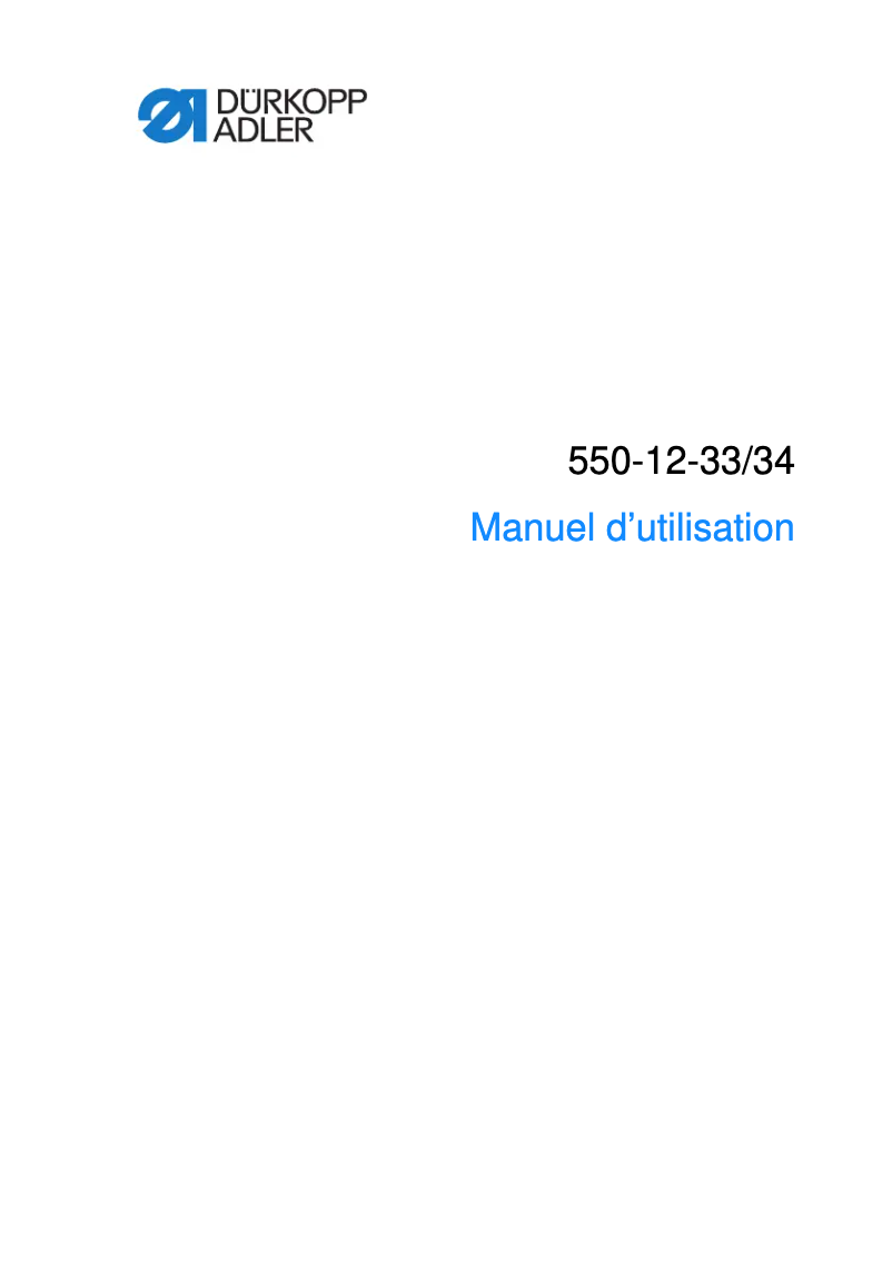Page n°1 - Manuel utilisateur Dürkopp Adler 34