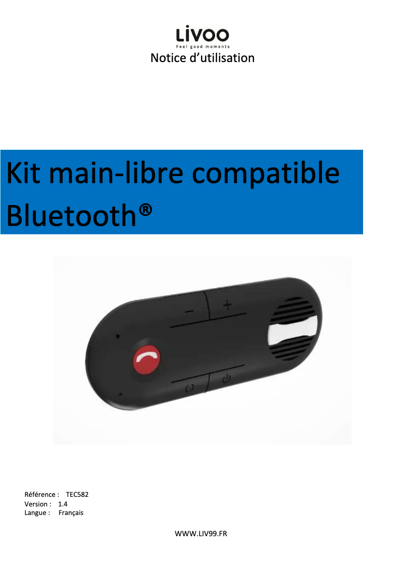 Page 1 de la notice Manuel utilisateur Livoo TEC582