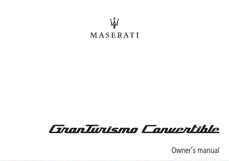 Page n°1 - Manuel utilisateur Maserati GranTurismo Convertible (2019)