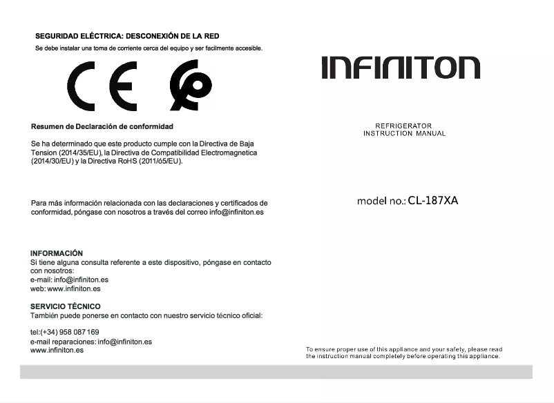 Page n°1 - Manuel utilisateur Infiniton CL-187XA