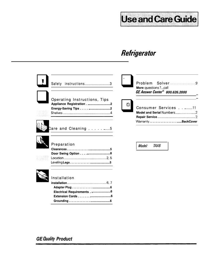 Imagen de la primera página del manual del dispositivo TAX6SNXWH
