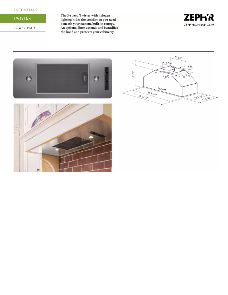 Página 1 del manual Ficha técnica Zephyr AK8000BS
