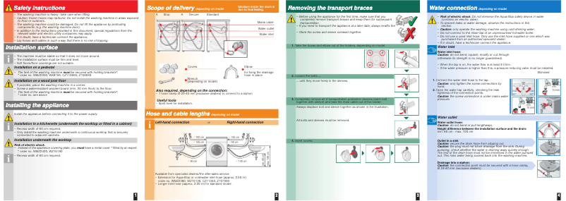 Page n°1 - Guide d'installation Siemens WM10E227EP