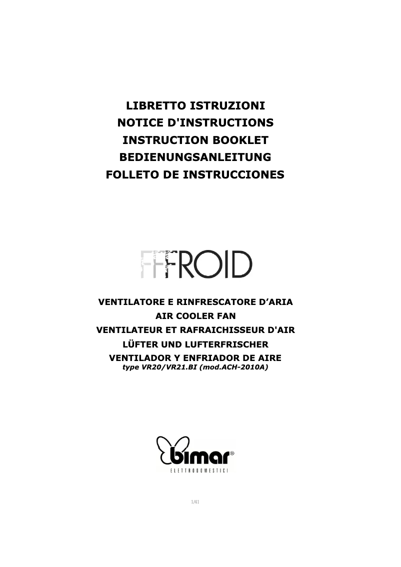 Image de la première page du manuel de l'appareil VR21.BI