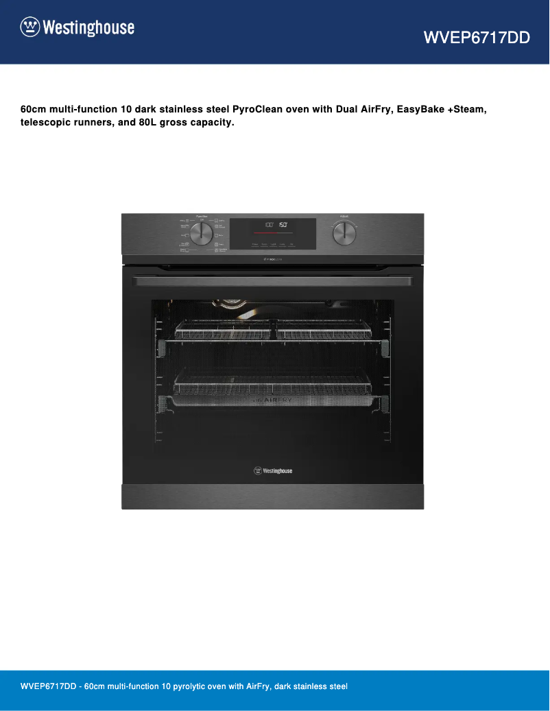 Page n°1 - Fiche technique Westinghouse WVEP6717DD