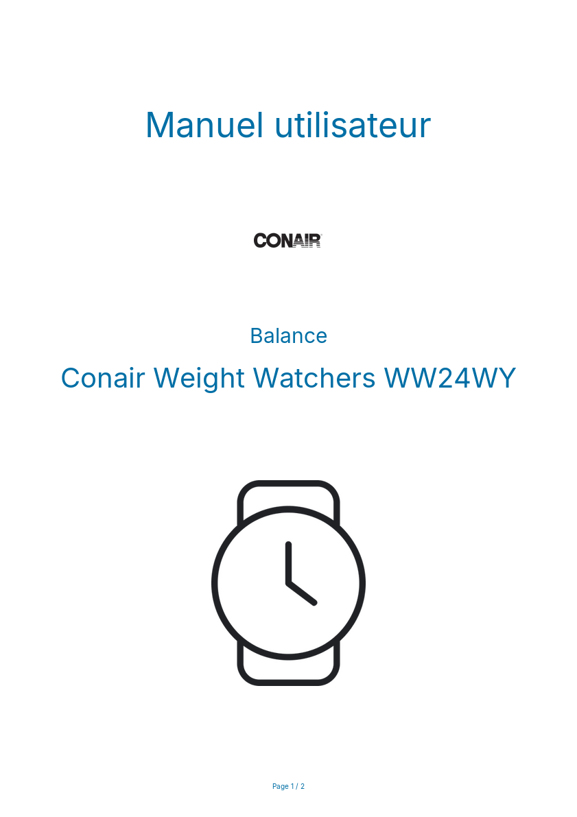 Image de la première page du manuel de l'appareil Weight Watchers WW24WY