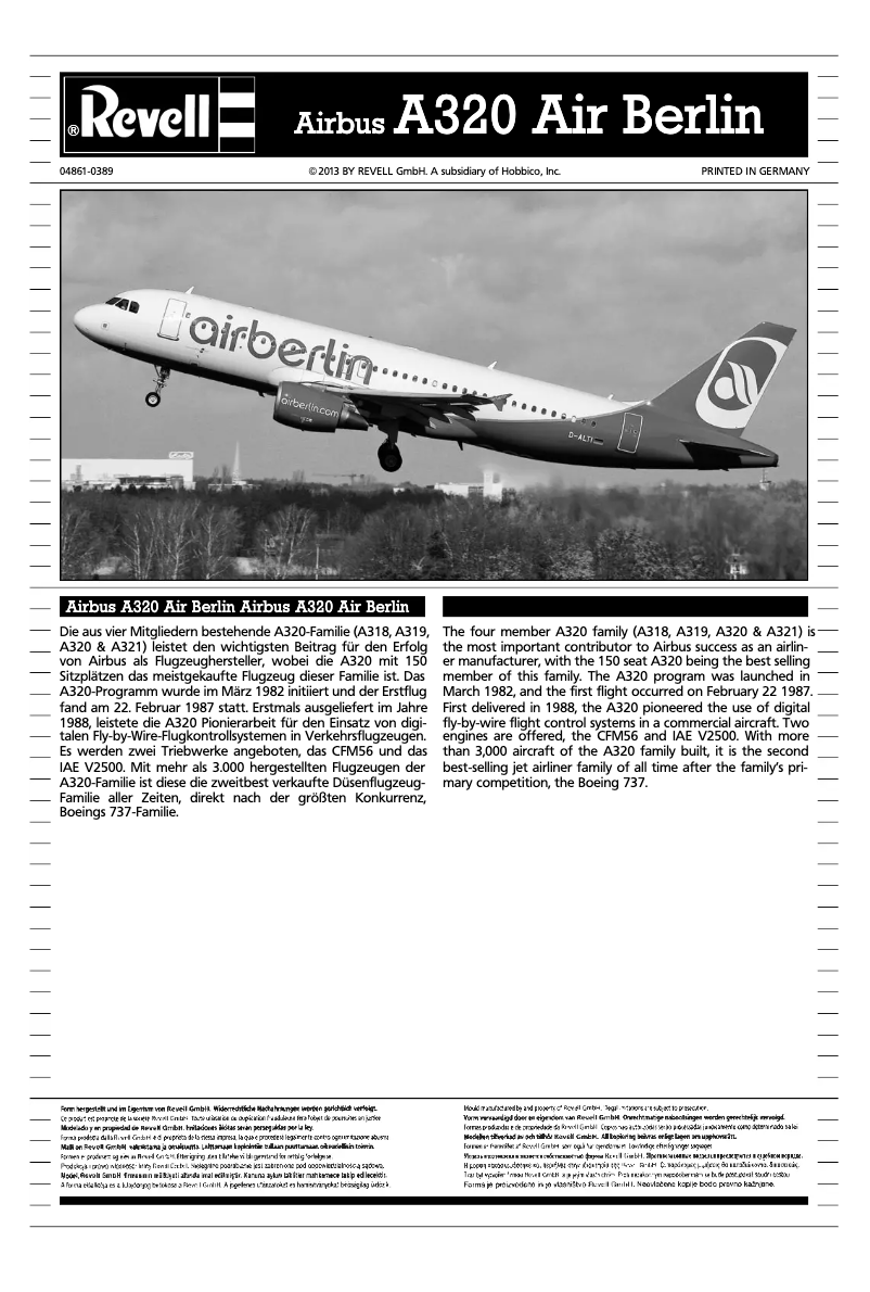 Page 1 de la notice Manuel utilisateur Revell Airbus A320 AirBerlin