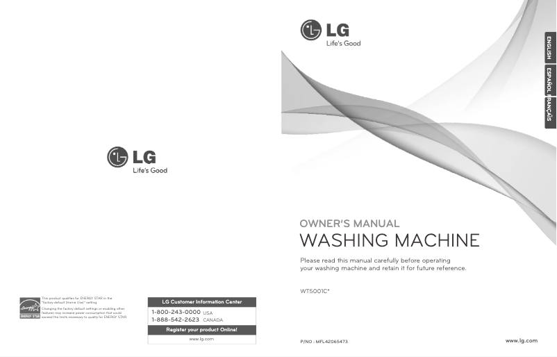 Page n°1 - Manuel utilisateur LG WT5001CW