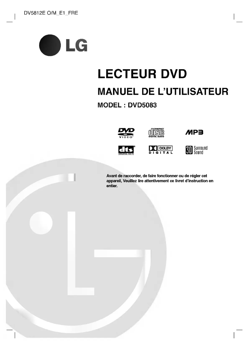 Image de la première page du manuel de l'appareil DV5812E1
