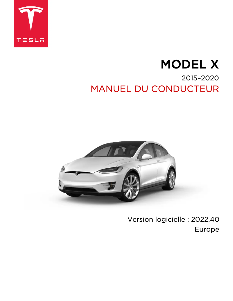 Page 1 de la notice Manuel utilisateur Tesla Model X (2020)