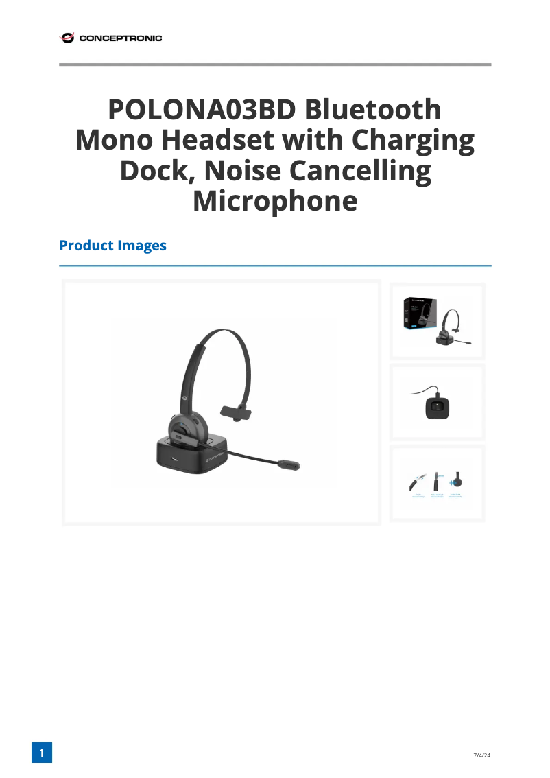 Page n°1 - Fiche technique Conceptronic POLONA03BD