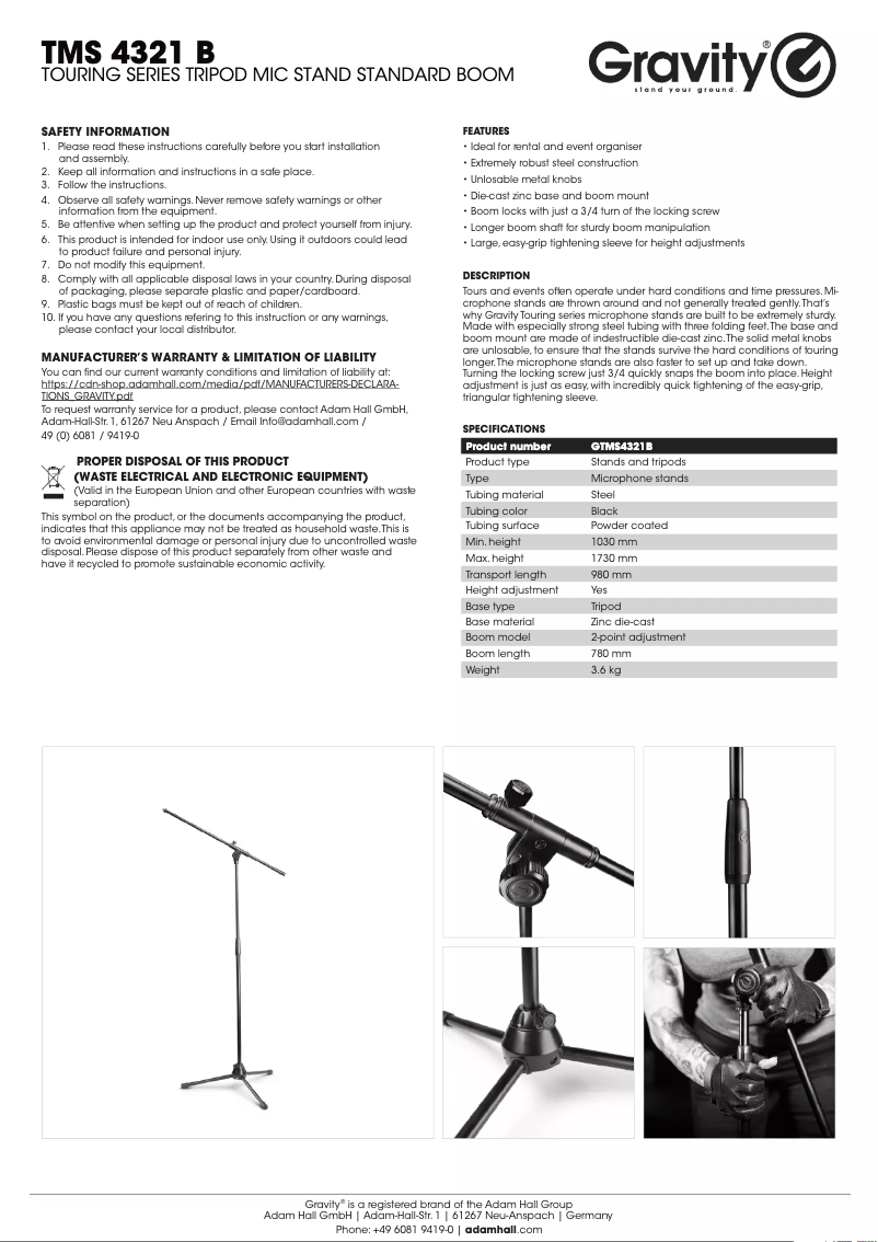 Page 1 de la notice Manuel utilisateur Gravity TMS 4321 B