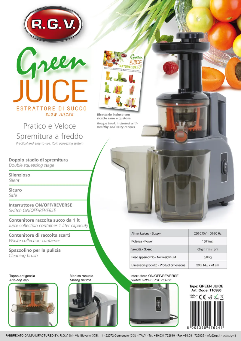 Page n°1 - Fiche technique RGV Green Juice